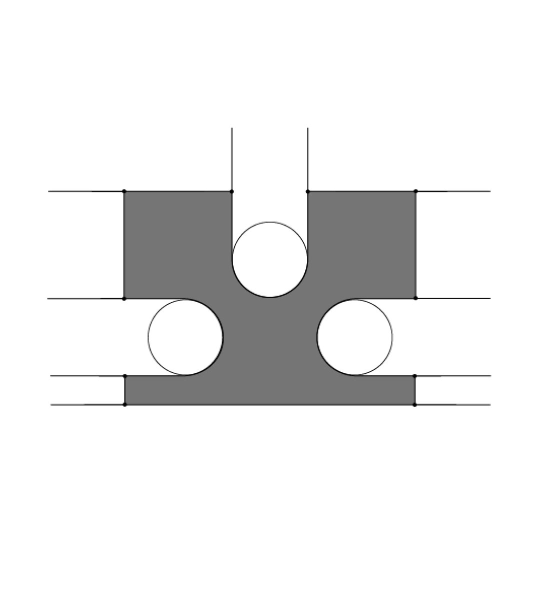 Cross-section drawing of the connector holding three tubes