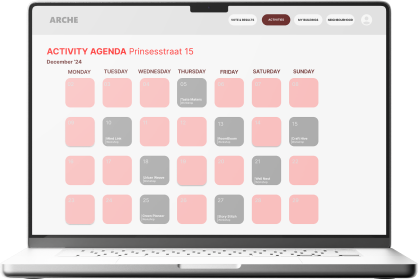 Platform screen with the monthly activity agenda of one building