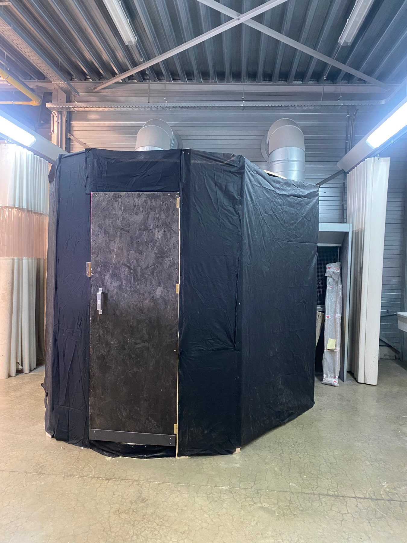 Full-scale prototype of the toilet cluster in the workshop