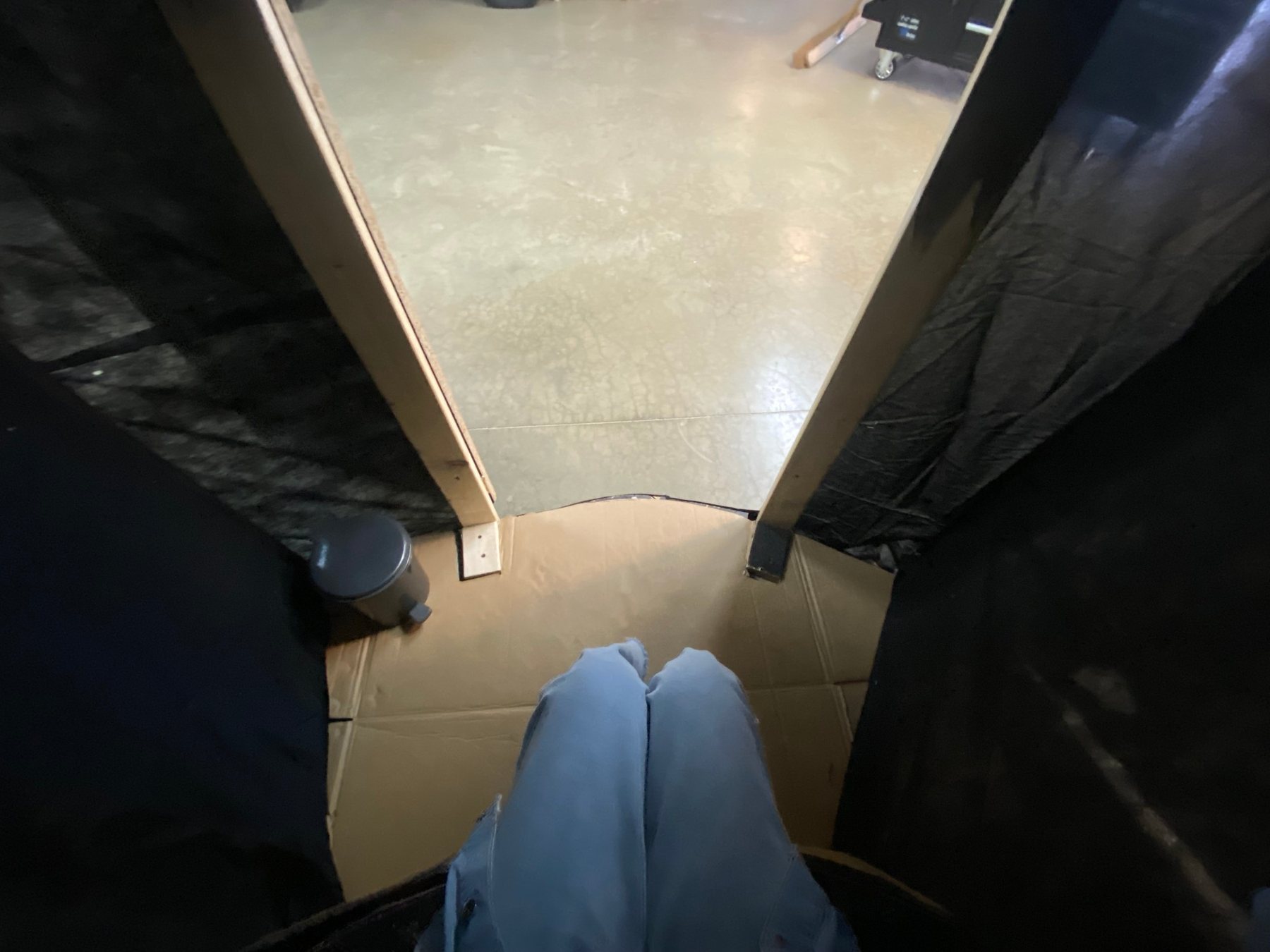 View from the seat towards the open door of the prototype