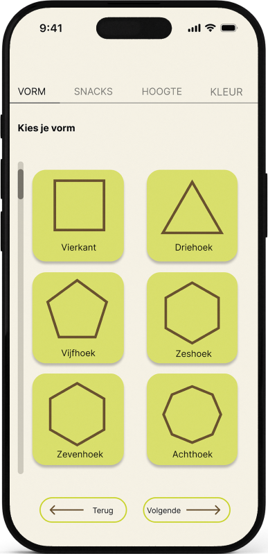 App step 1: choose your shape