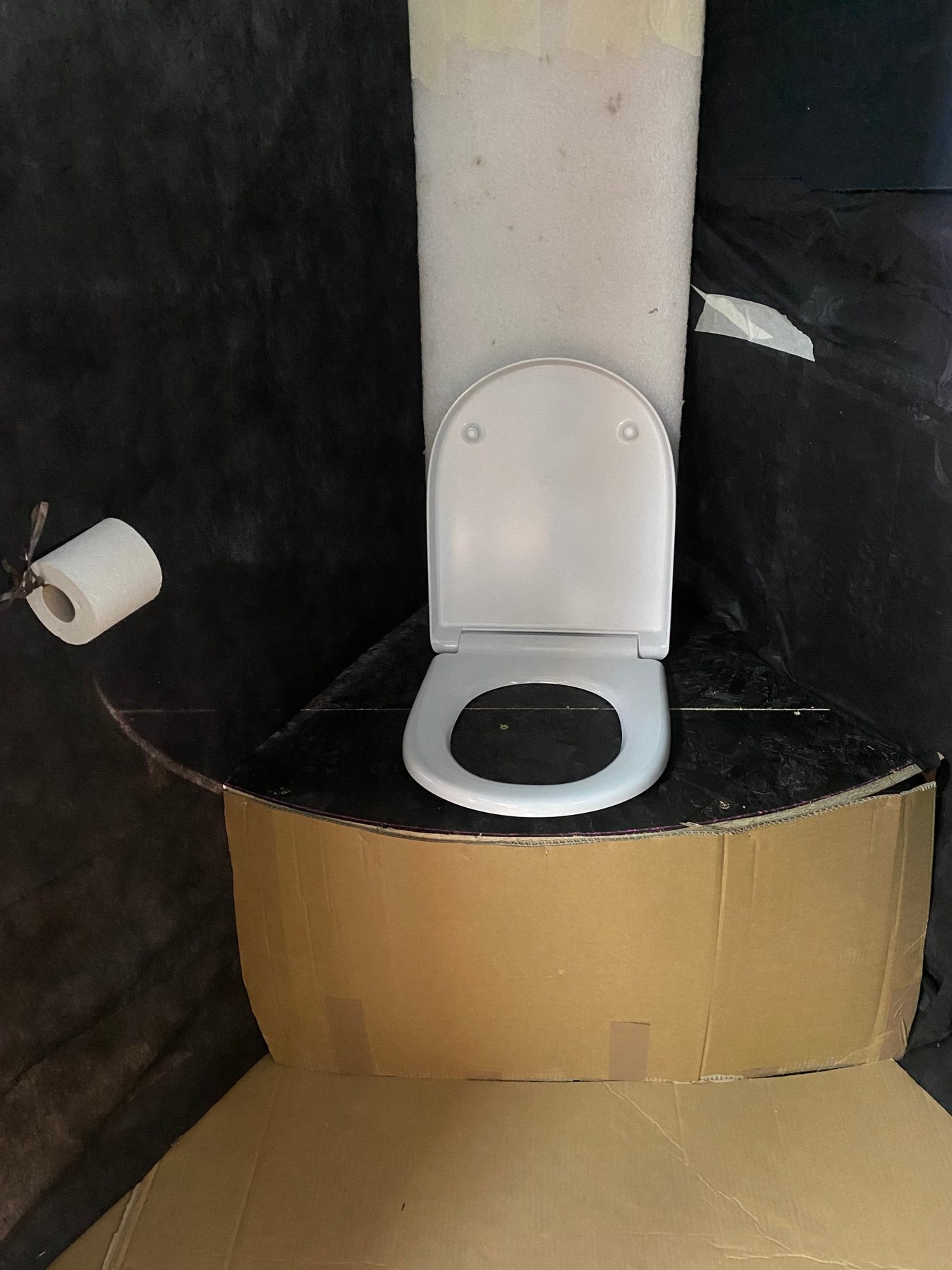 Toilet seat on the prototype's seating platform